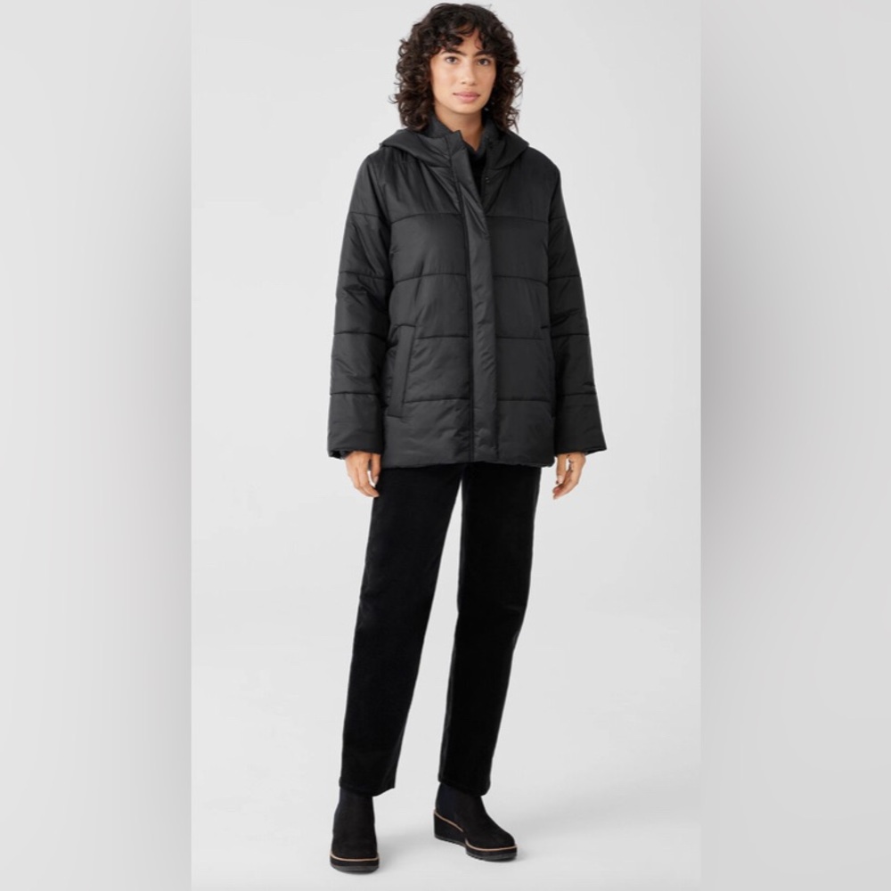 Eileen Fisher Eggshell Recycled Nylon Short Coat